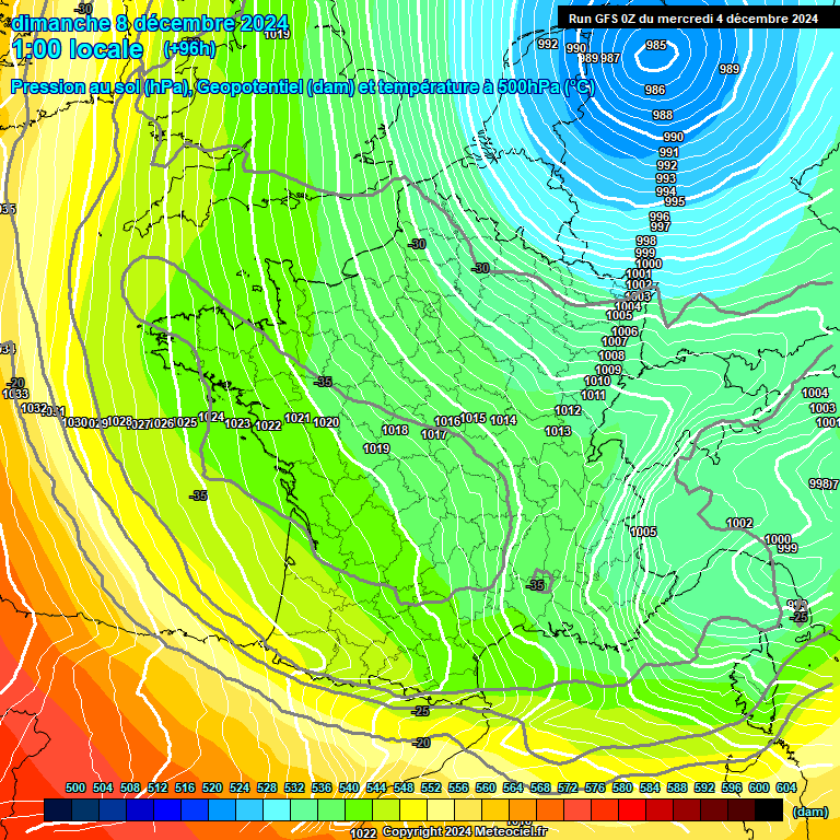 Modele GFS - Carte prvisions 