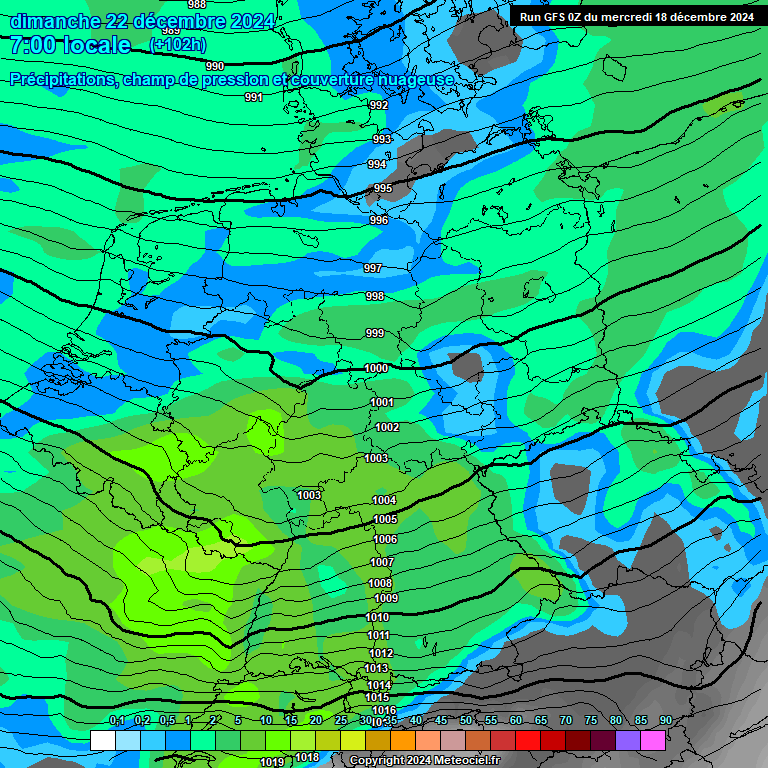 Modele GFS - Carte prvisions 