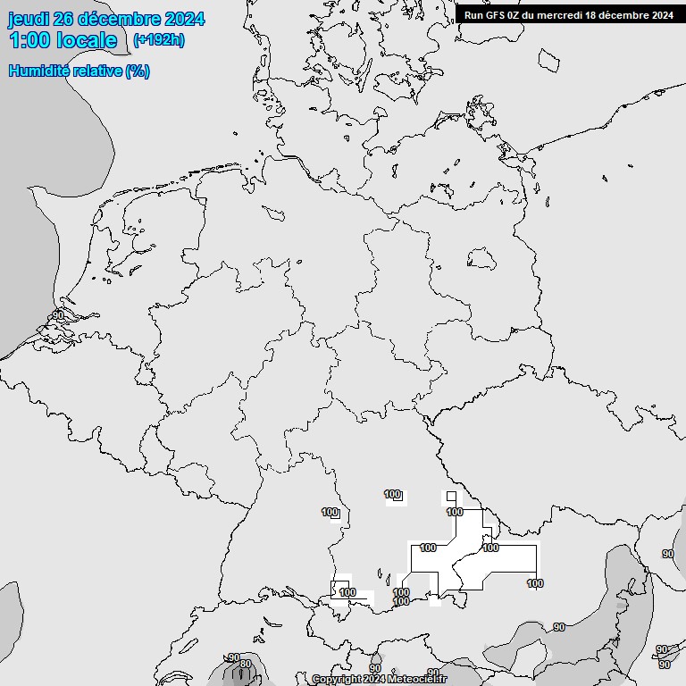 Modele GFS - Carte prvisions 