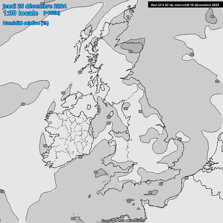 Modele GFS - Carte prvisions 