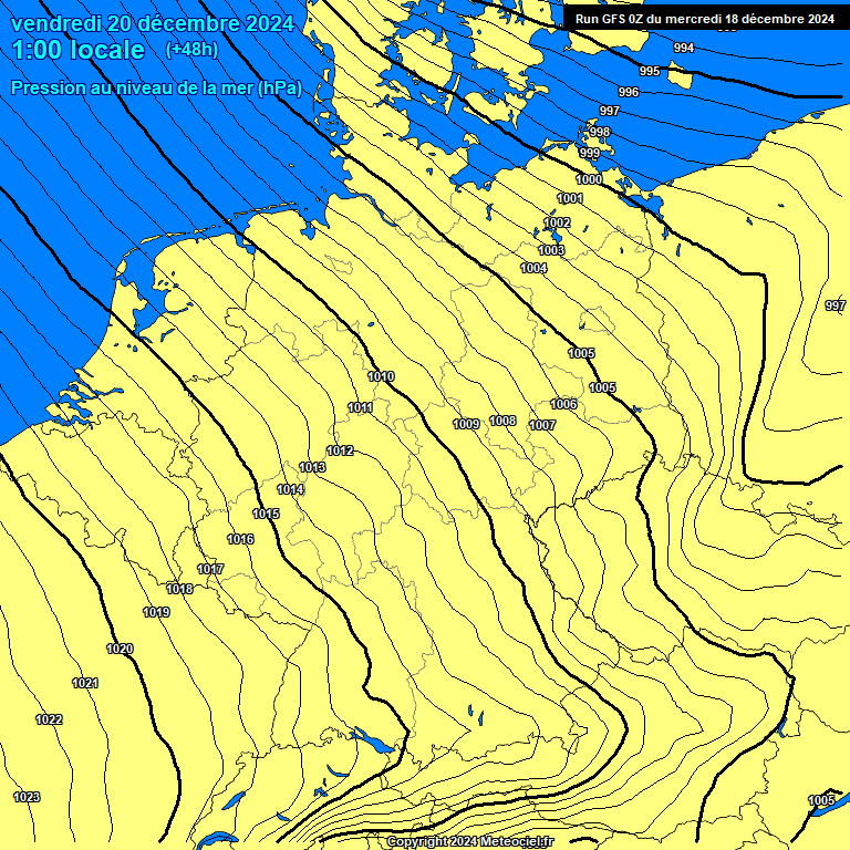 Modele GFS - Carte prvisions 