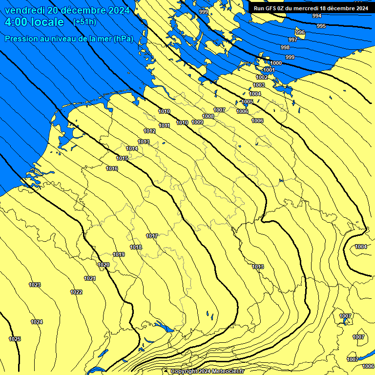 Modele GFS - Carte prvisions 