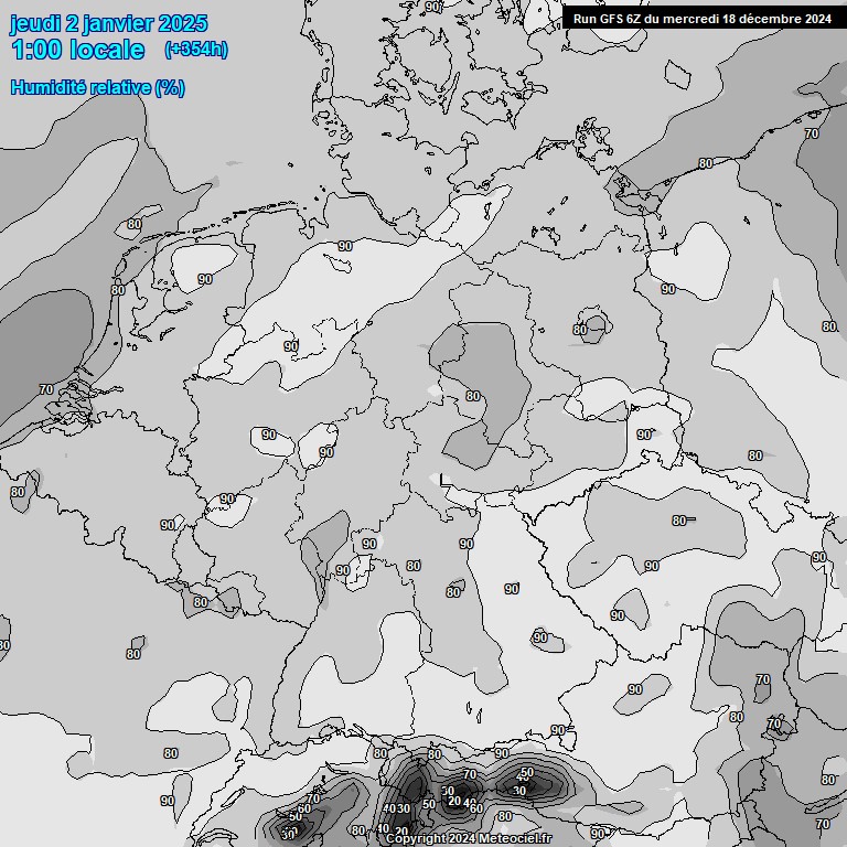 Modele GFS - Carte prvisions 