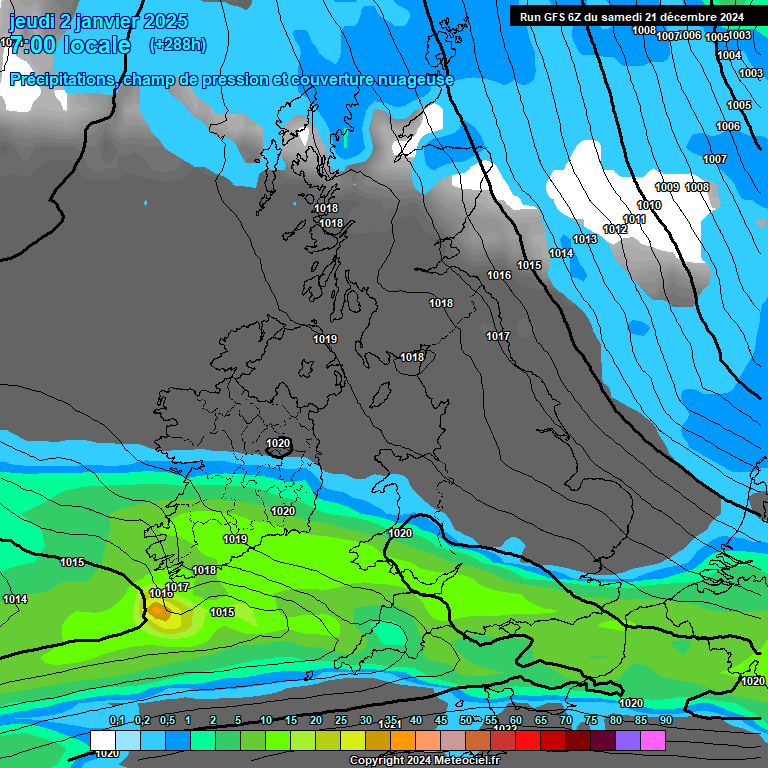 Modele GFS - Carte prvisions 