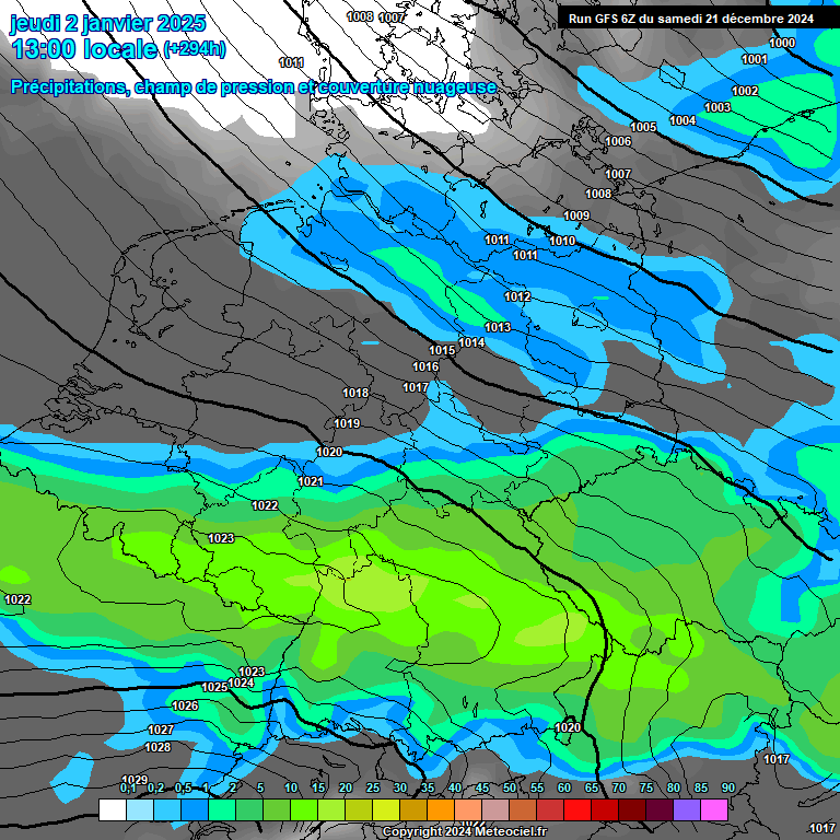 Modele GFS - Carte prvisions 