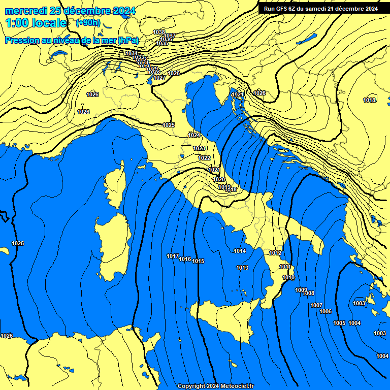 Modele GFS - Carte prvisions 