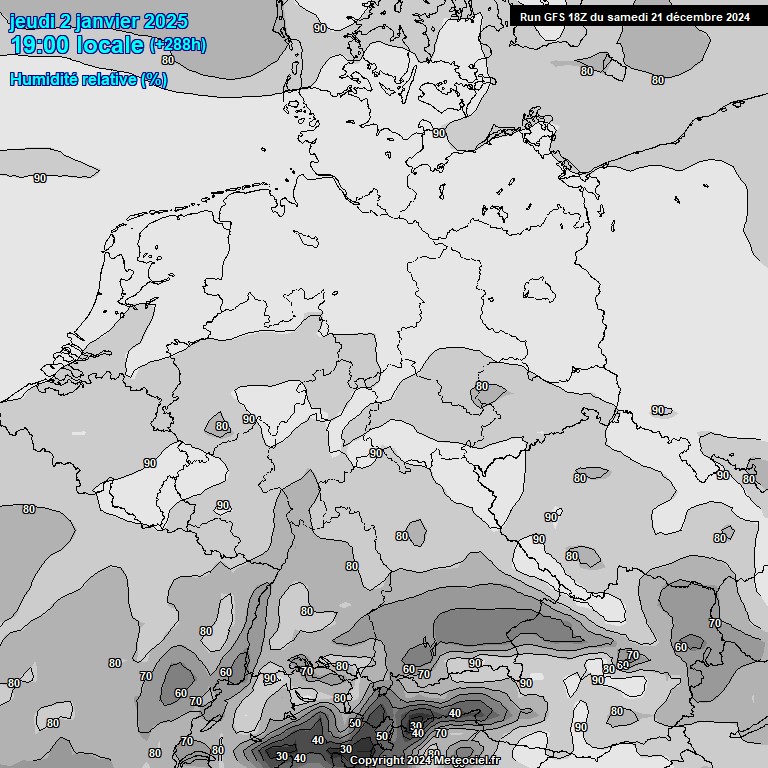 Modele GFS - Carte prvisions 