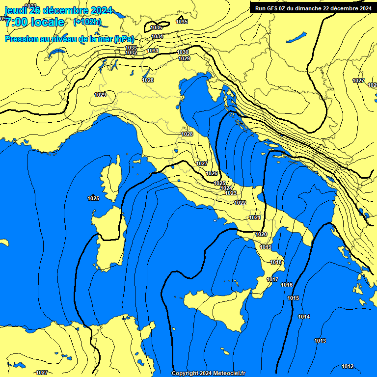 Modele GFS - Carte prvisions 