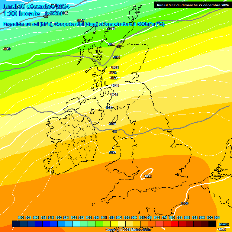 Modele GFS - Carte prvisions 