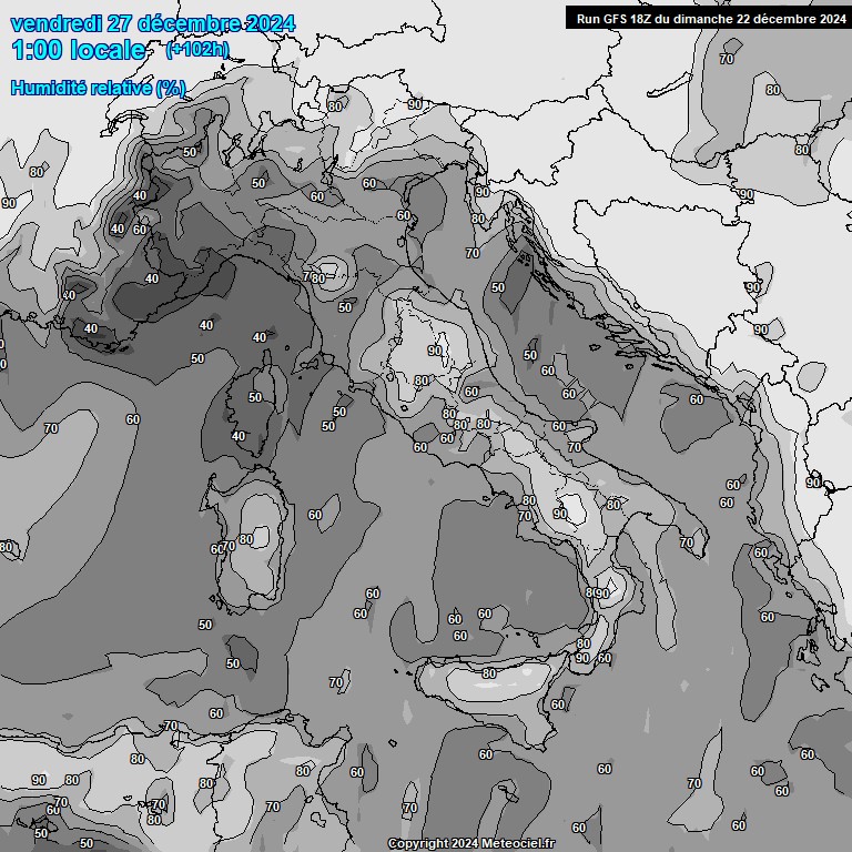 Modele GFS - Carte prvisions 