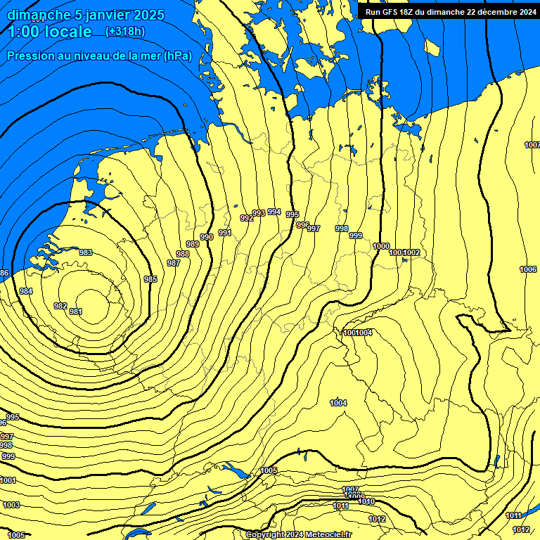 Modele GFS - Carte prvisions 