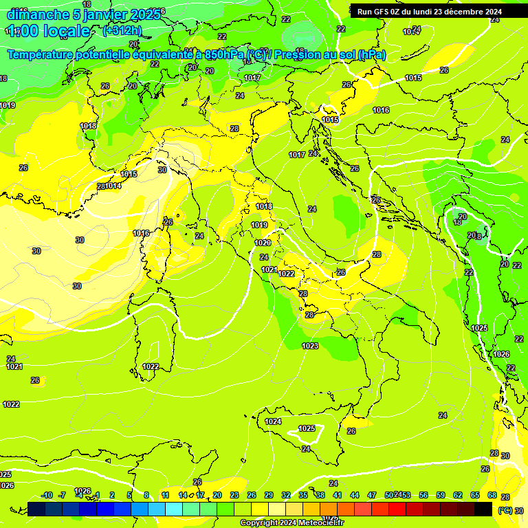 Modele GFS - Carte prvisions 