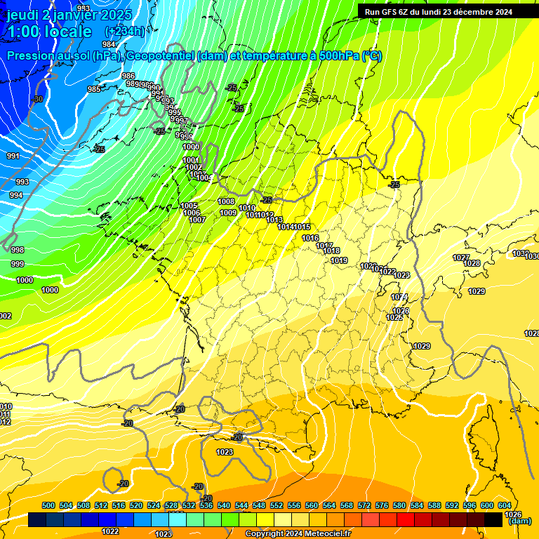 Modele GFS - Carte prvisions 