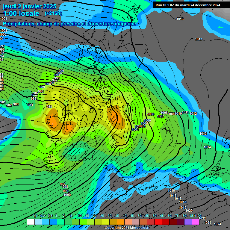 Modele GFS - Carte prvisions 