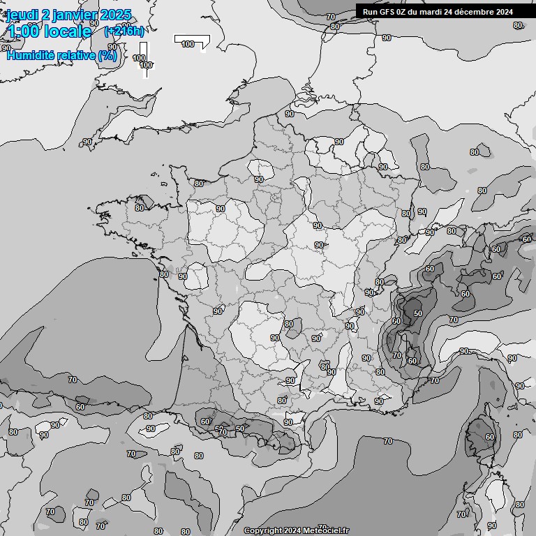 Modele GFS - Carte prvisions 