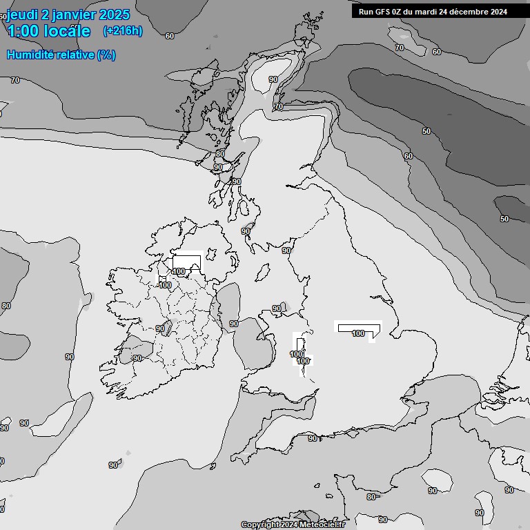 Modele GFS - Carte prvisions 