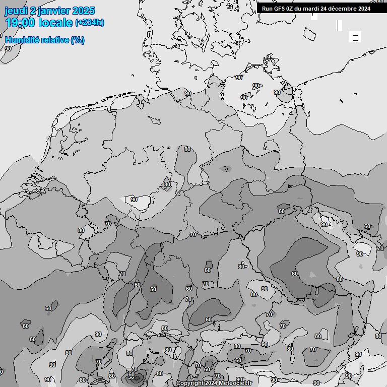 Modele GFS - Carte prvisions 