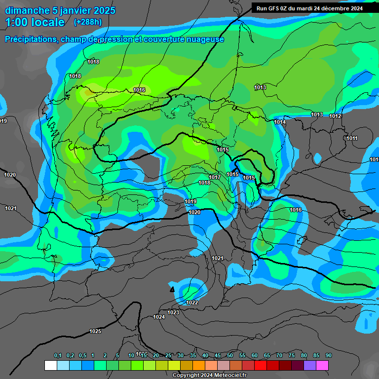 Modele GFS - Carte prvisions 