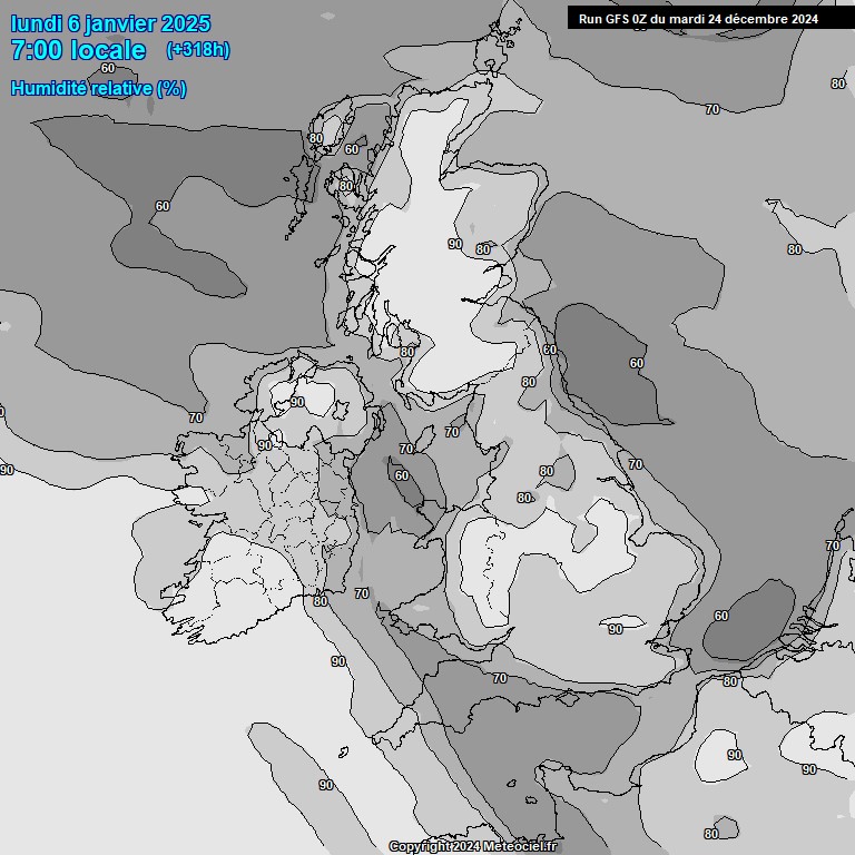 Modele GFS - Carte prvisions 