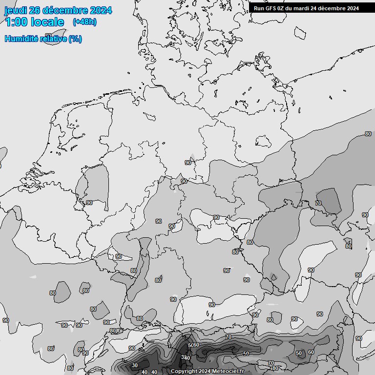 Modele GFS - Carte prvisions 