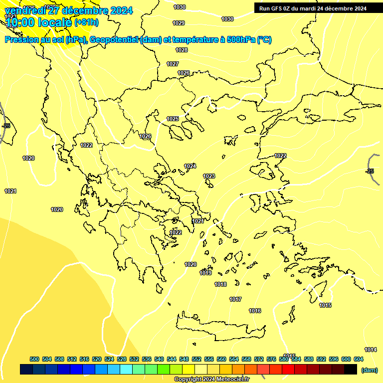 Modele GFS - Carte prvisions 