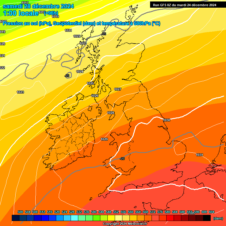 Modele GFS - Carte prvisions 