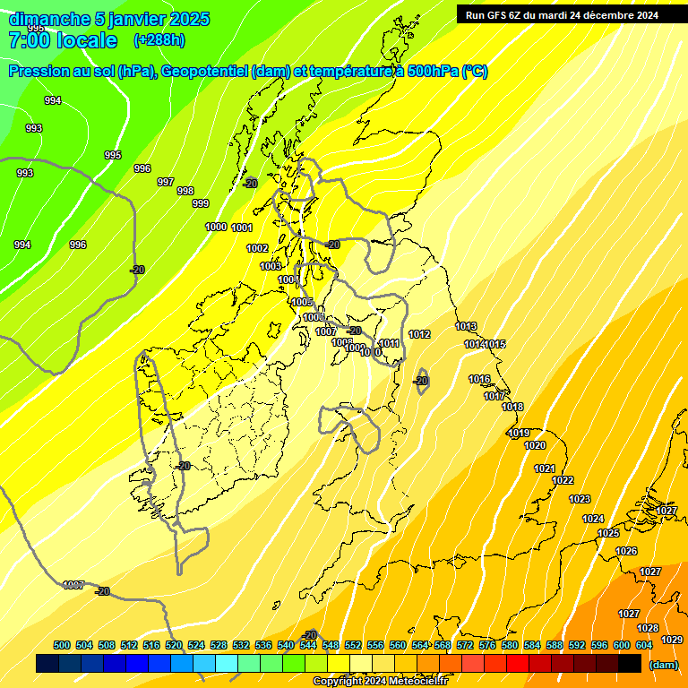 Modele GFS - Carte prvisions 