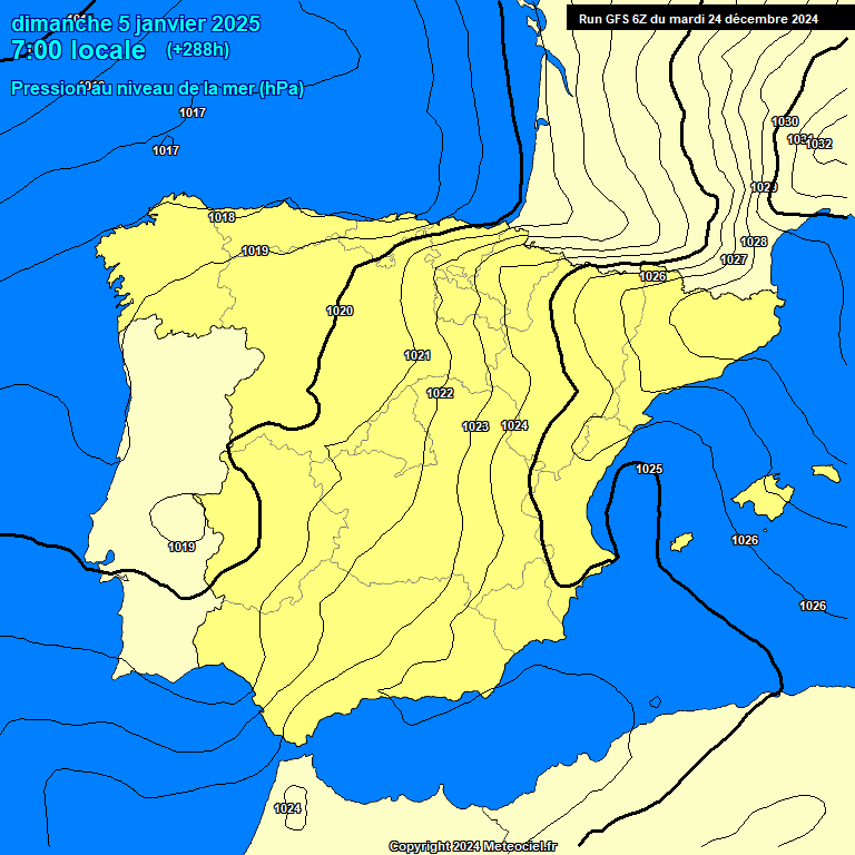 Modele GFS - Carte prvisions 