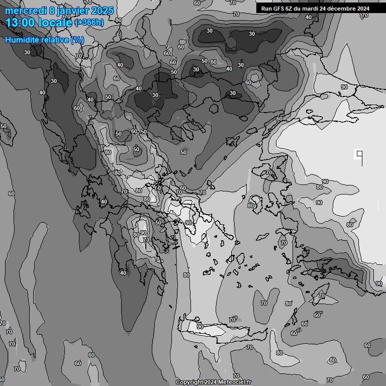 Modele GFS - Carte prvisions 