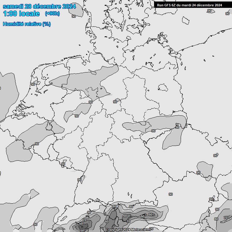 Modele GFS - Carte prvisions 