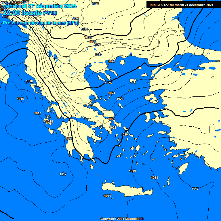 Modele GFS - Carte prvisions 