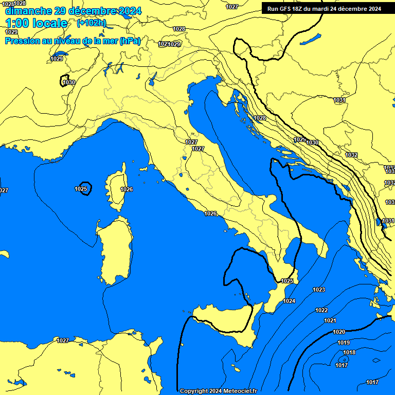 Modele GFS - Carte prvisions 