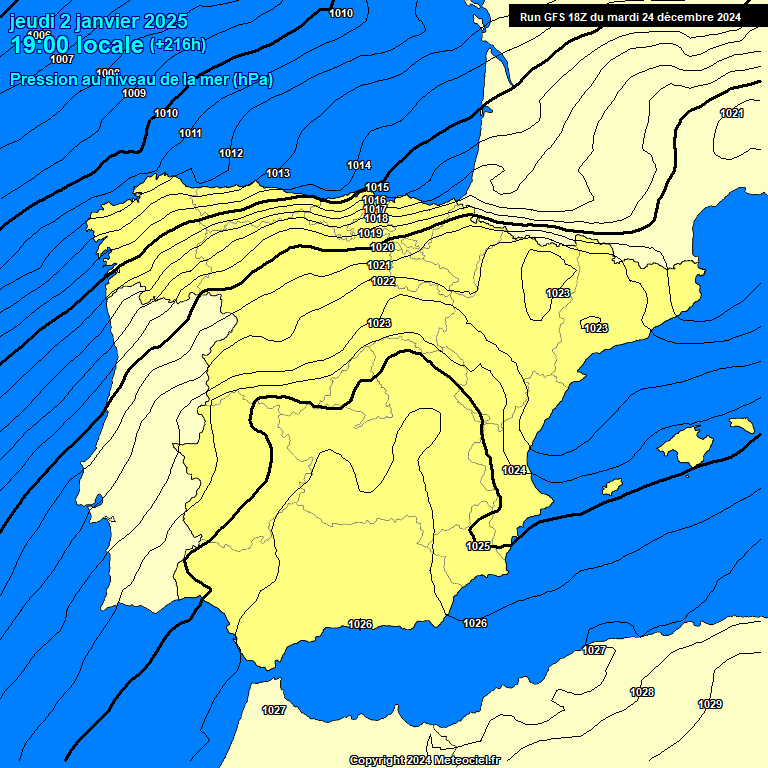 Modele GFS - Carte prvisions 