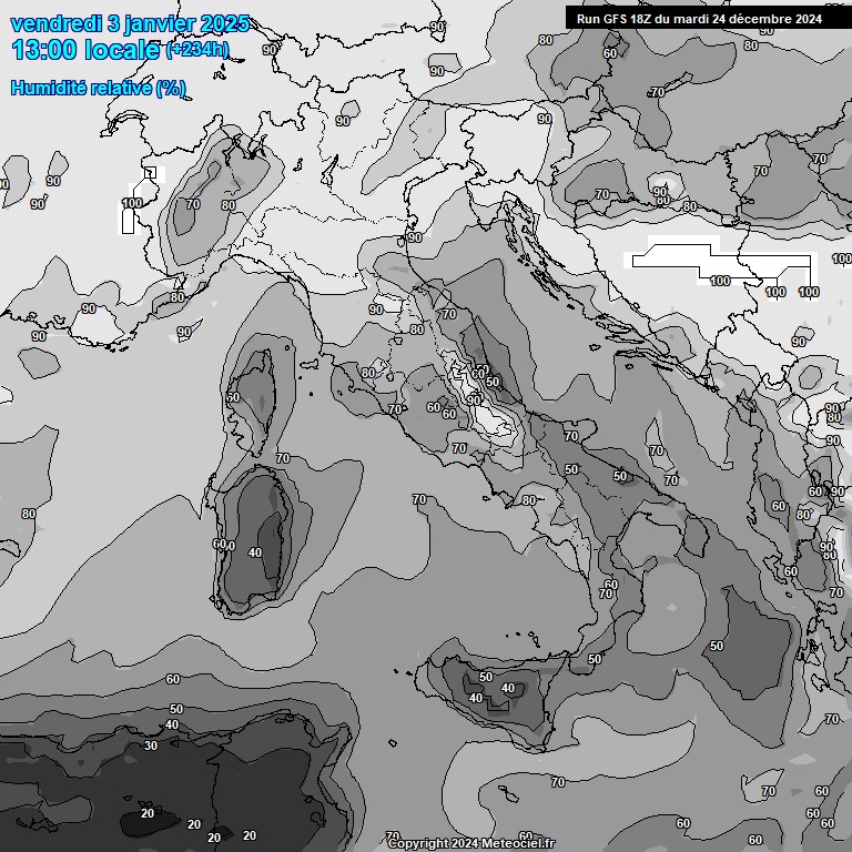 Modele GFS - Carte prvisions 