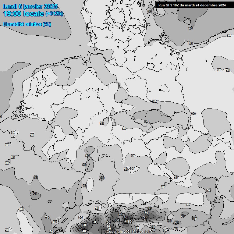 Modele GFS - Carte prvisions 