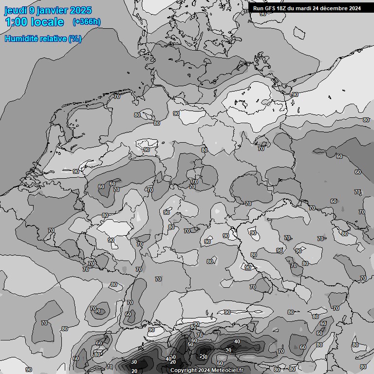 Modele GFS - Carte prvisions 