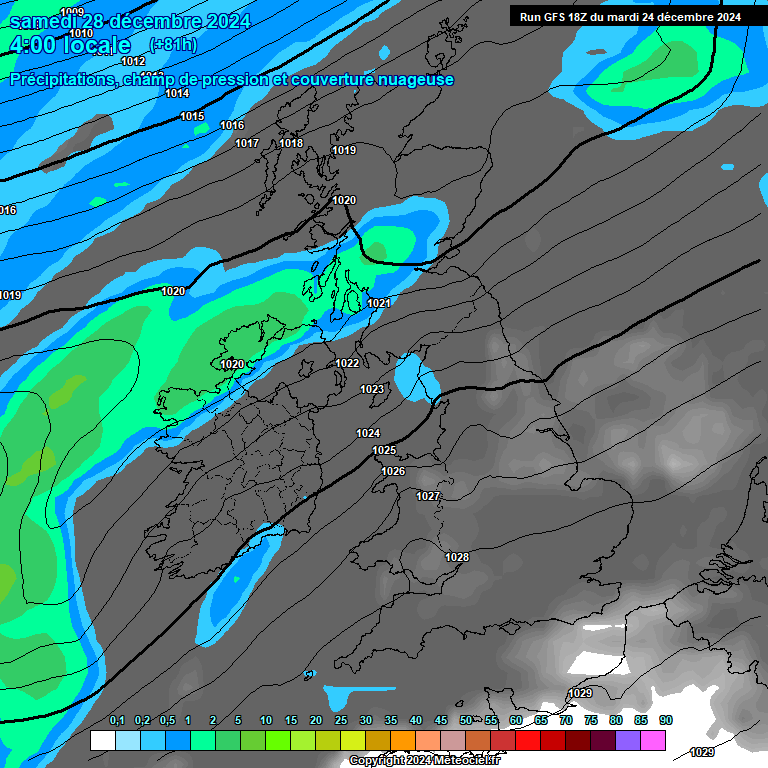 Modele GFS - Carte prvisions 