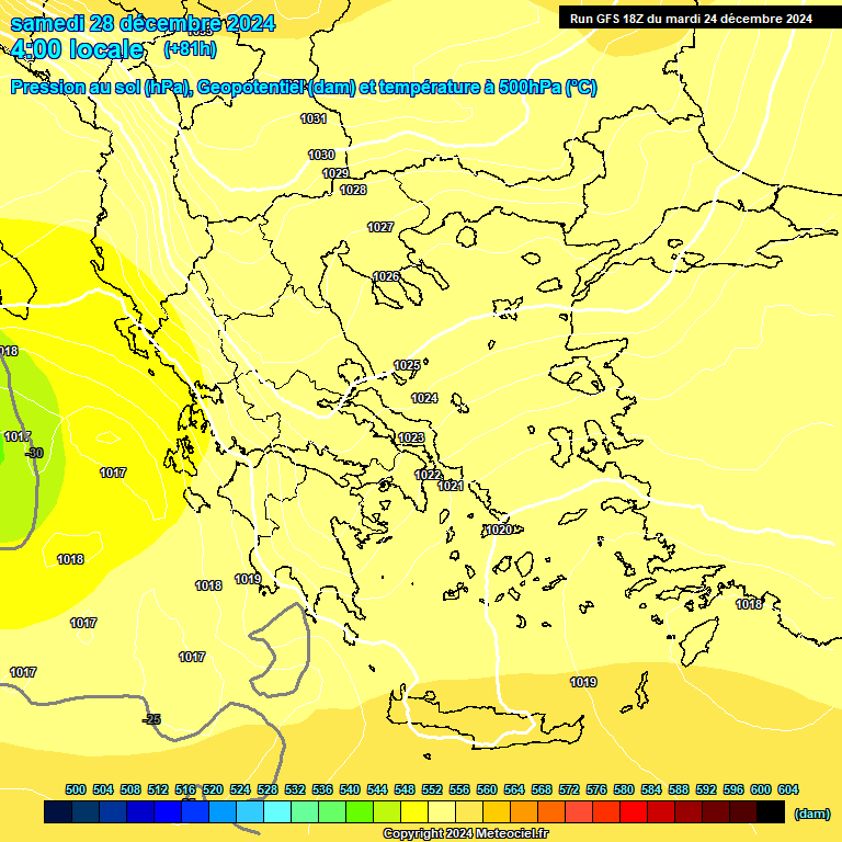 Modele GFS - Carte prvisions 