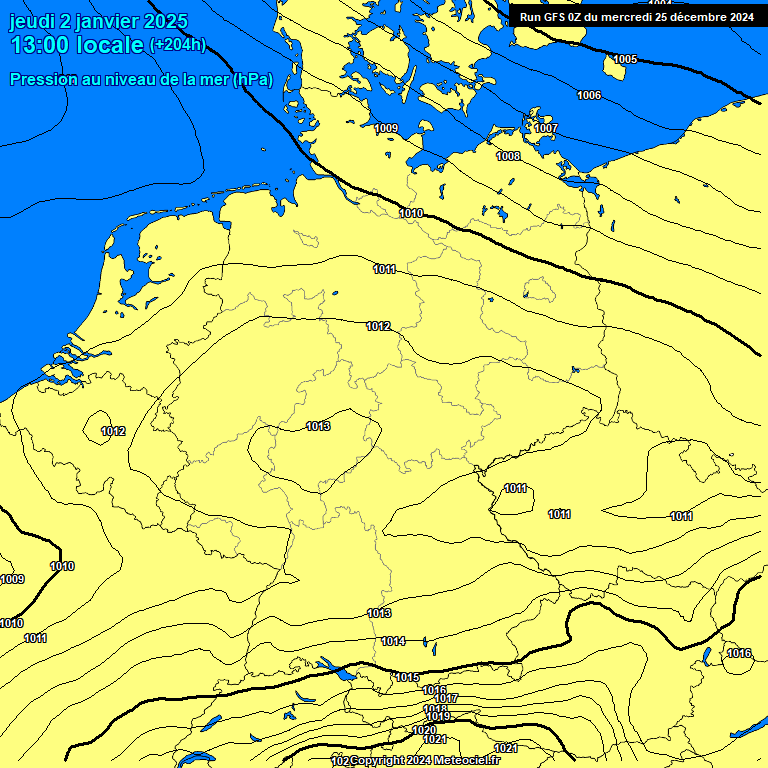 Modele GFS - Carte prvisions 