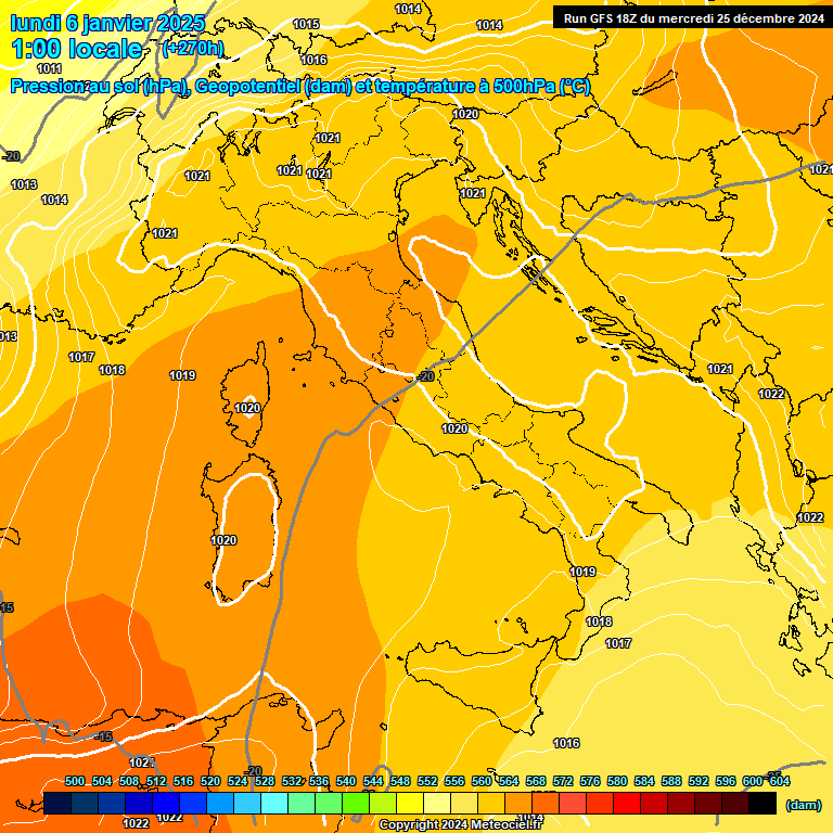 Modele GFS - Carte prvisions 