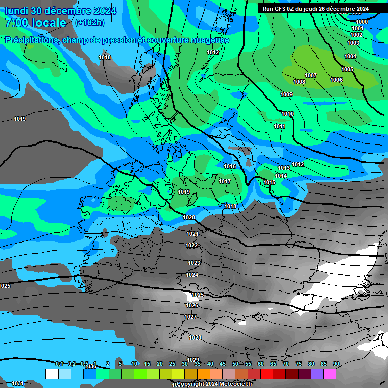 Modele GFS - Carte prvisions 