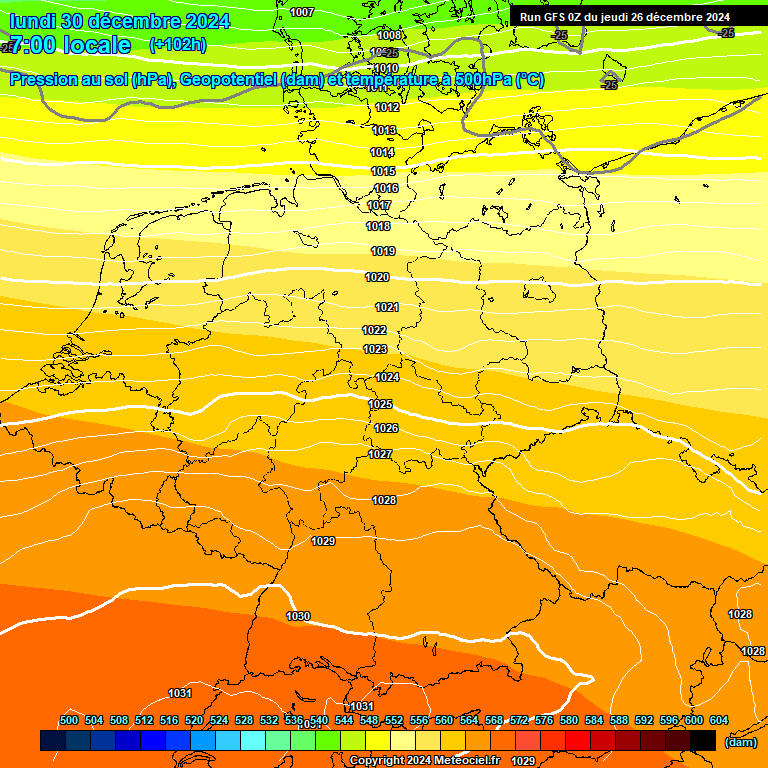 Modele GFS - Carte prvisions 