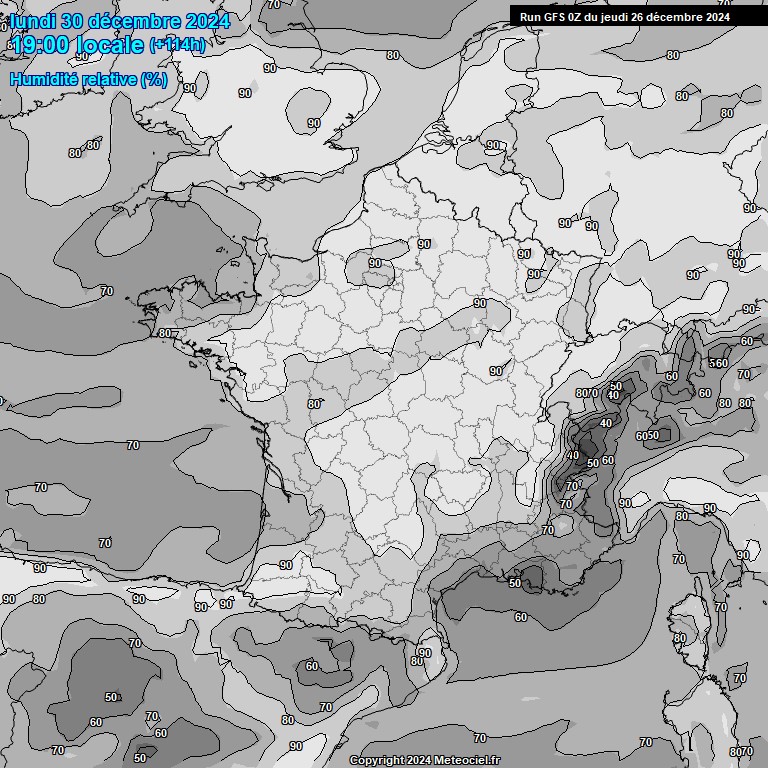 Modele GFS - Carte prvisions 