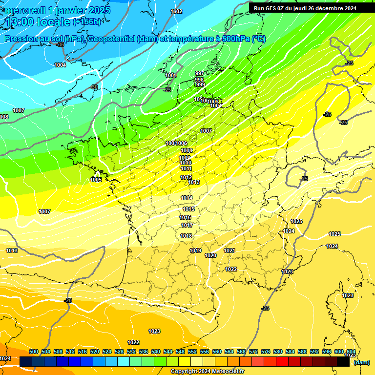 Modele GFS - Carte prvisions 