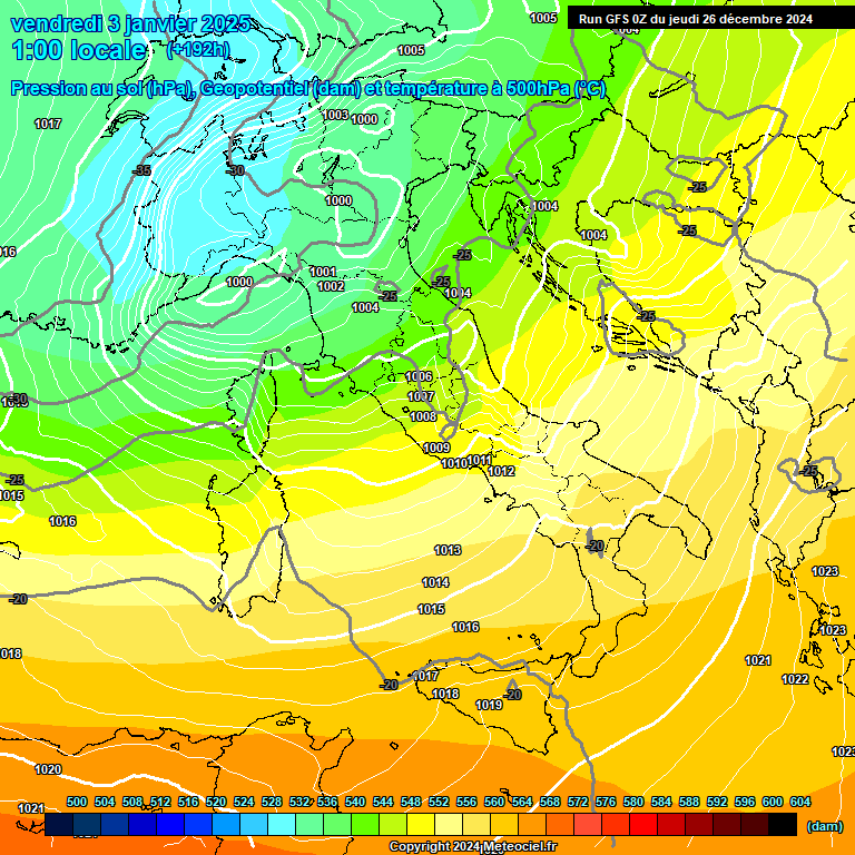 Modele GFS - Carte prvisions 