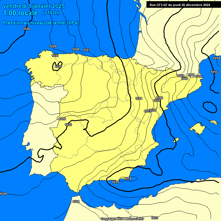 Modele GFS - Carte prvisions 