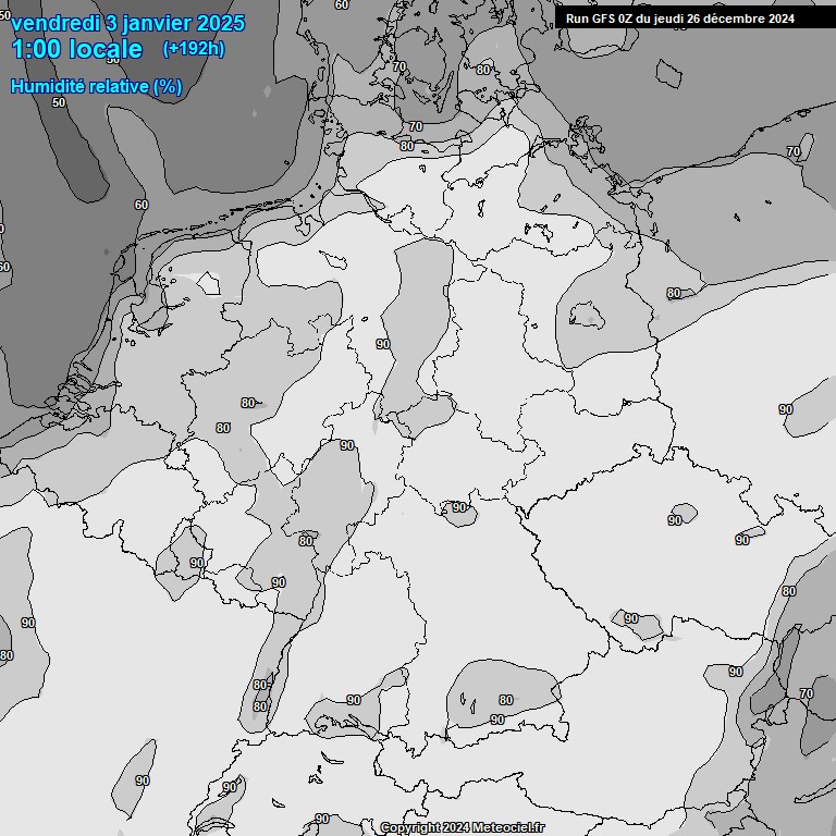 Modele GFS - Carte prvisions 