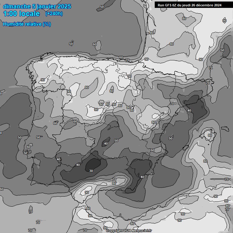 Modele GFS - Carte prvisions 