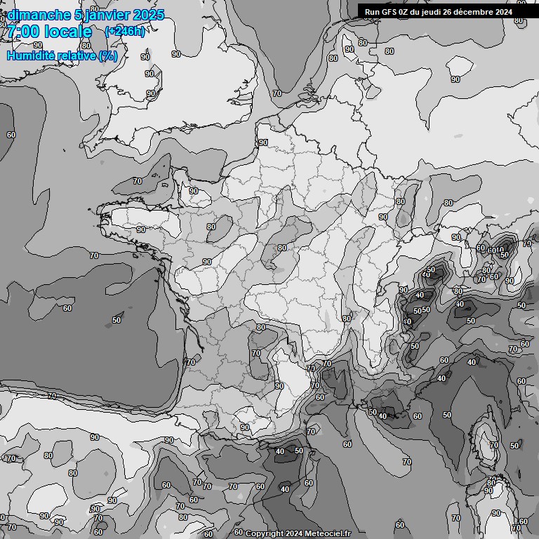 Modele GFS - Carte prvisions 