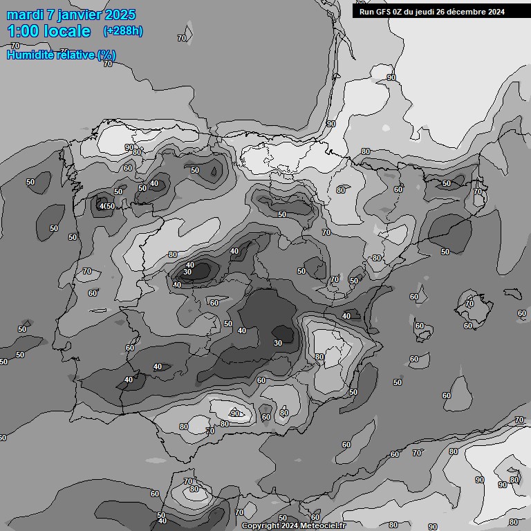 Modele GFS - Carte prvisions 